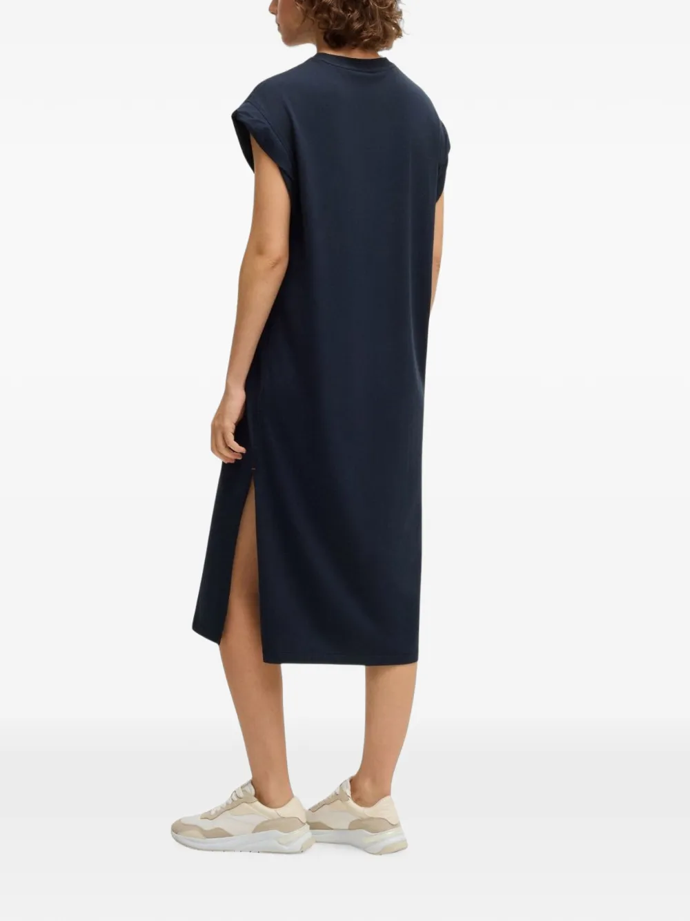 BOSS Midi-jurk met zijsplit Blauw