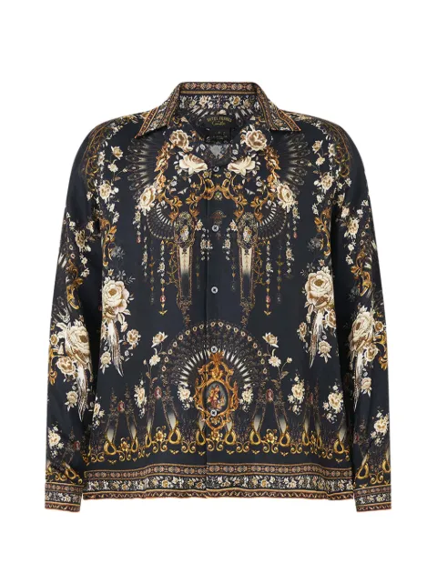 Camilla long-sleeve camp-collar shirt