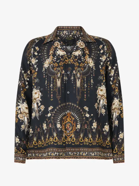 Camilla long-sleeve camp-collar shirt