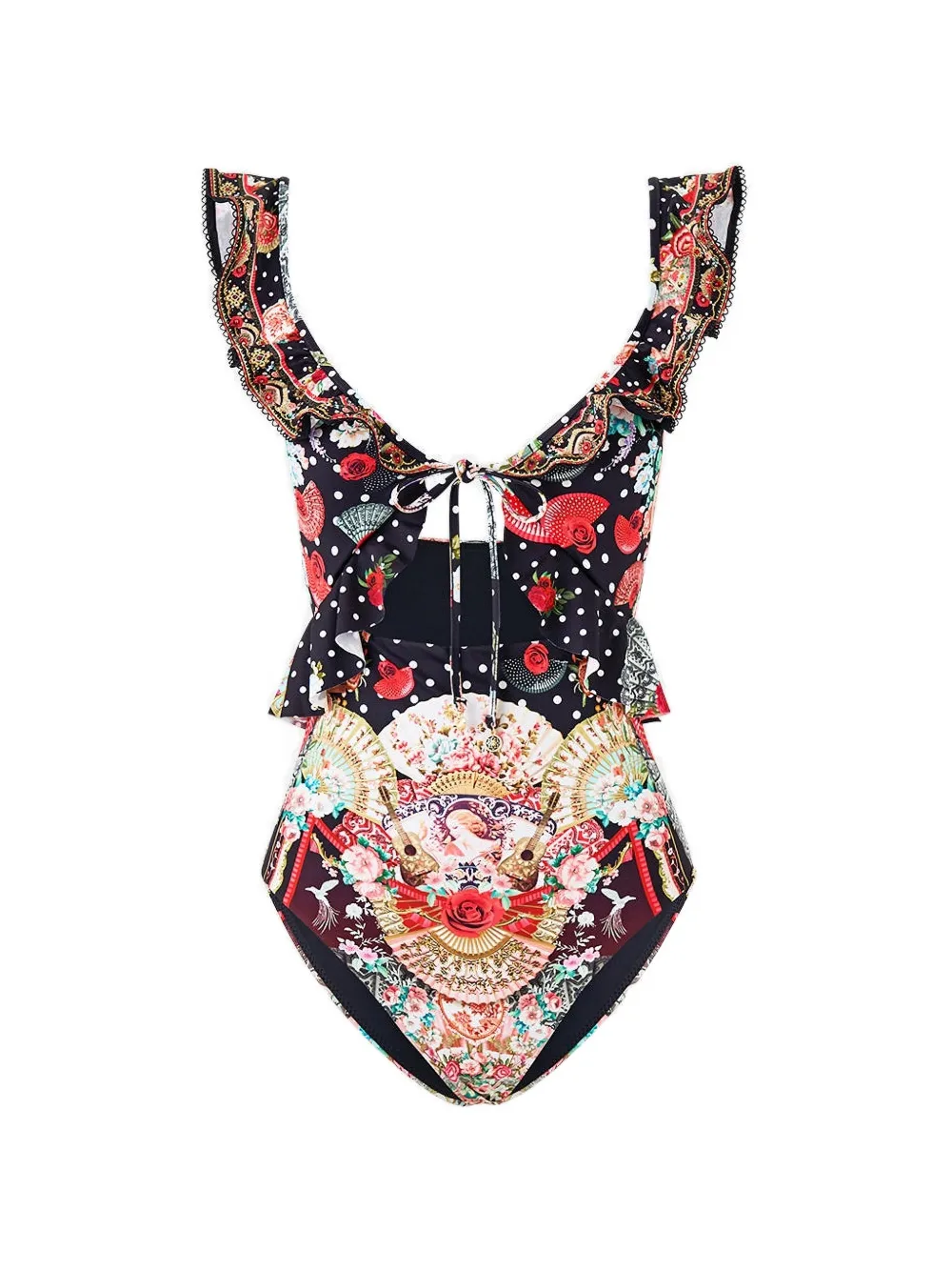 Camilla ruffled-strap bodysuit - Schwarz