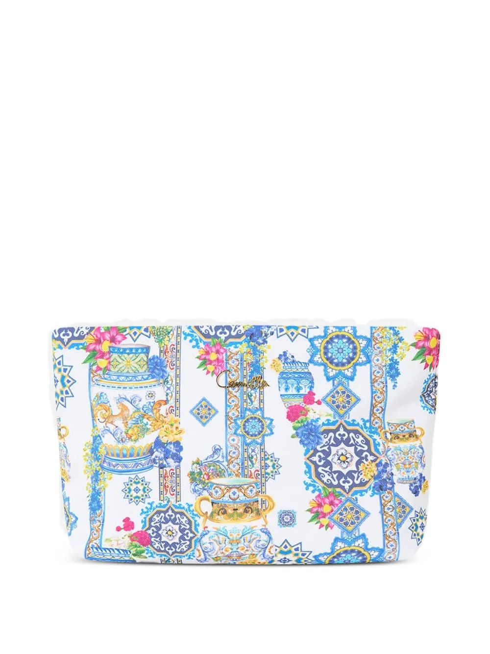Camilla floral-print makeup bag - Bianco