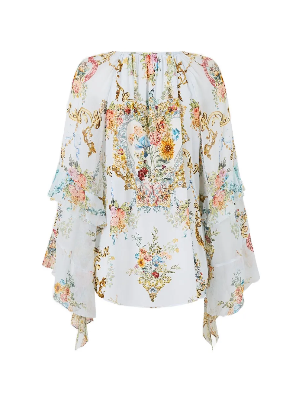  Camilla Ruffled V-neck Blouse - White 