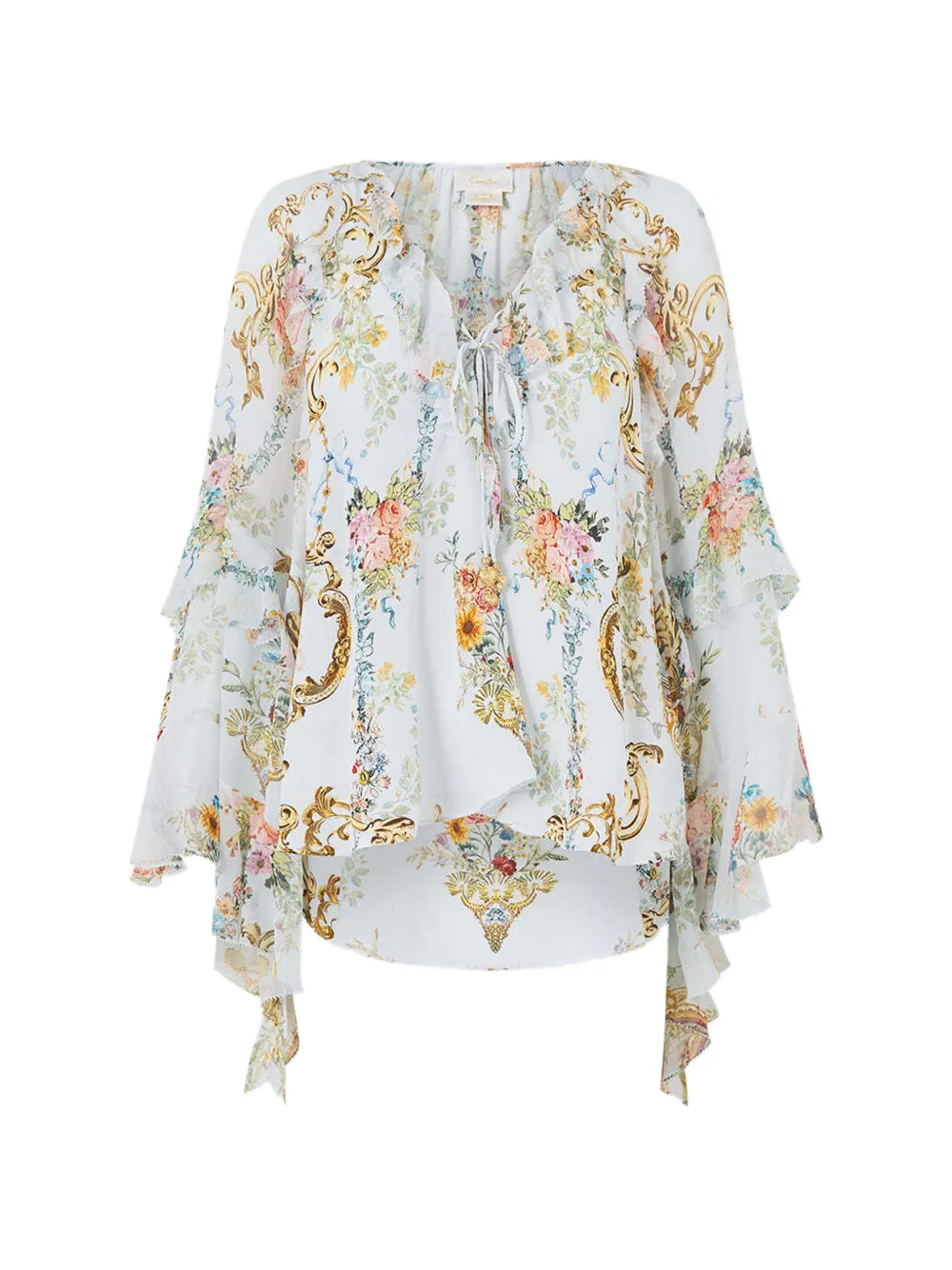 Camilla ruffled V-neck blouse - Bianco