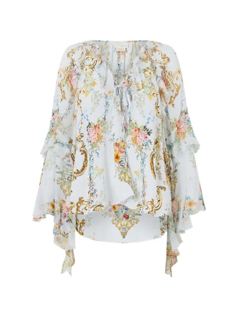 Camilla ruffled V-neck blouse