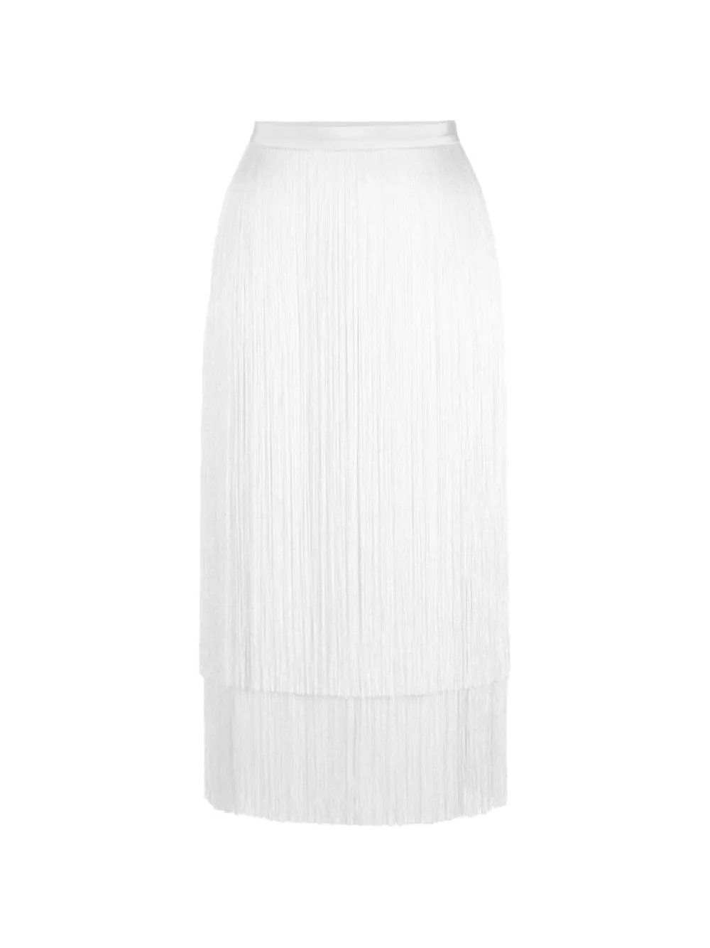 Elisabetta Franchi grosgrain fringe skirt - Bianco