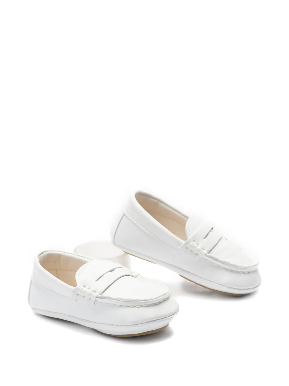 Moustache Penny leren babyschoentjes met bandje Wit