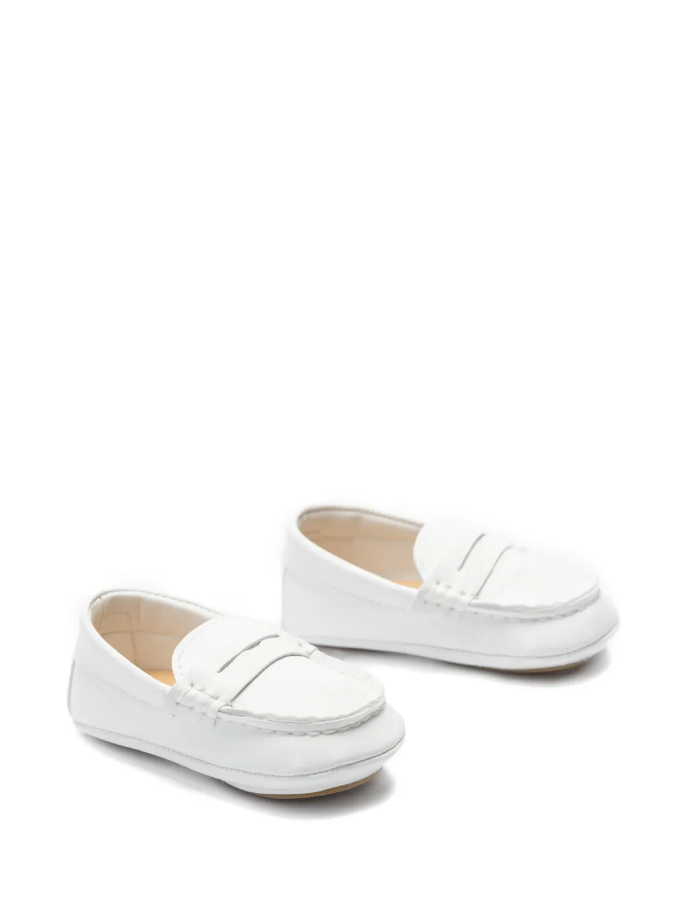 Moustache Penny leren babyschoentjes met bandje Wit