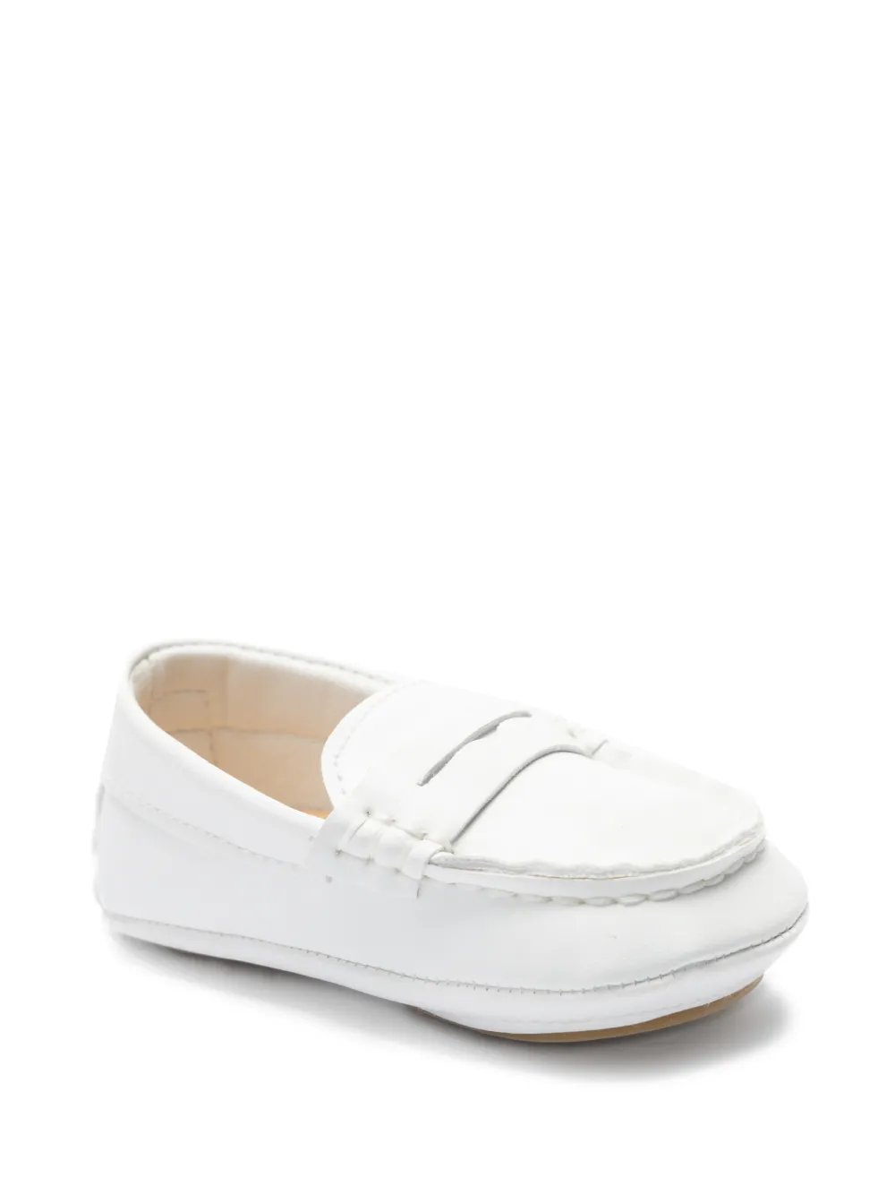 Moustache penny strap leather pre-walkers - Bianco