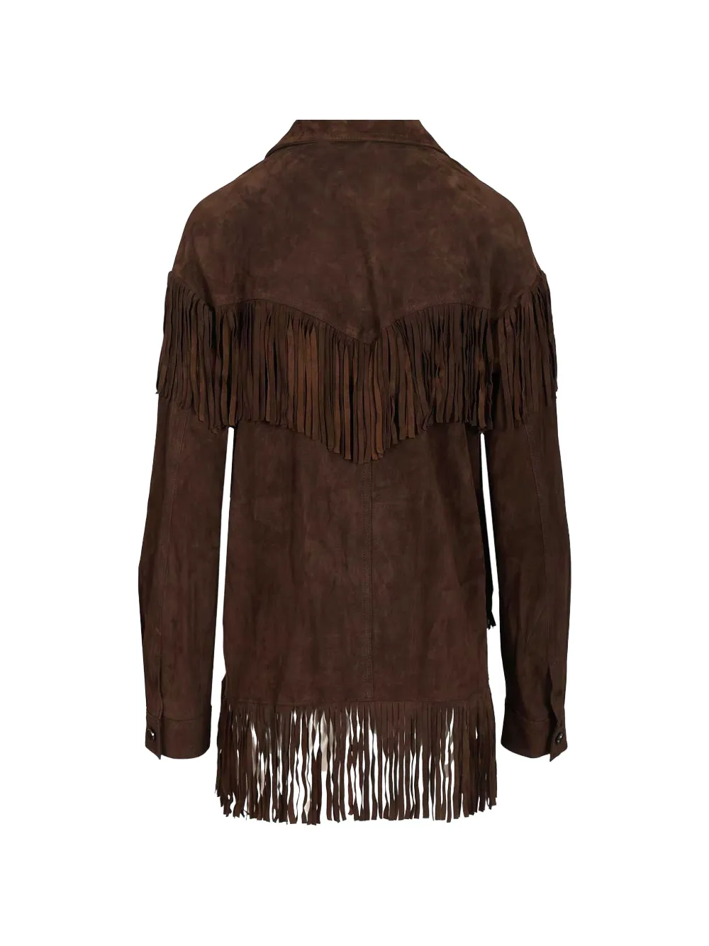  Blusotto Fringed Suede Overshirt - Brown 