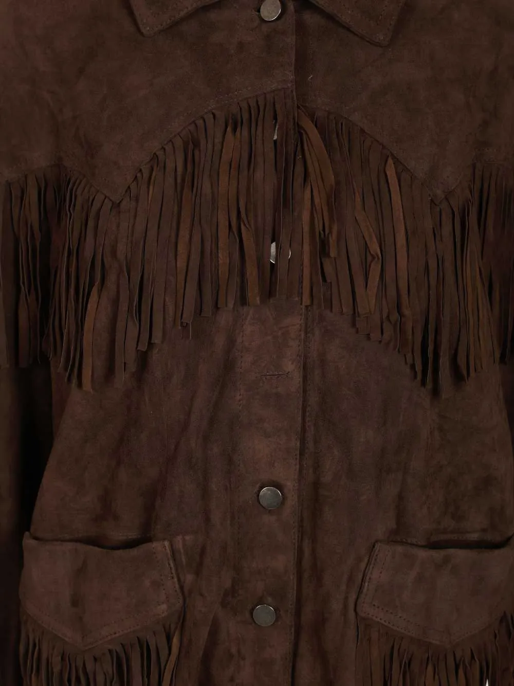  Blusotto Fringed Suede Overshirt - Brown 