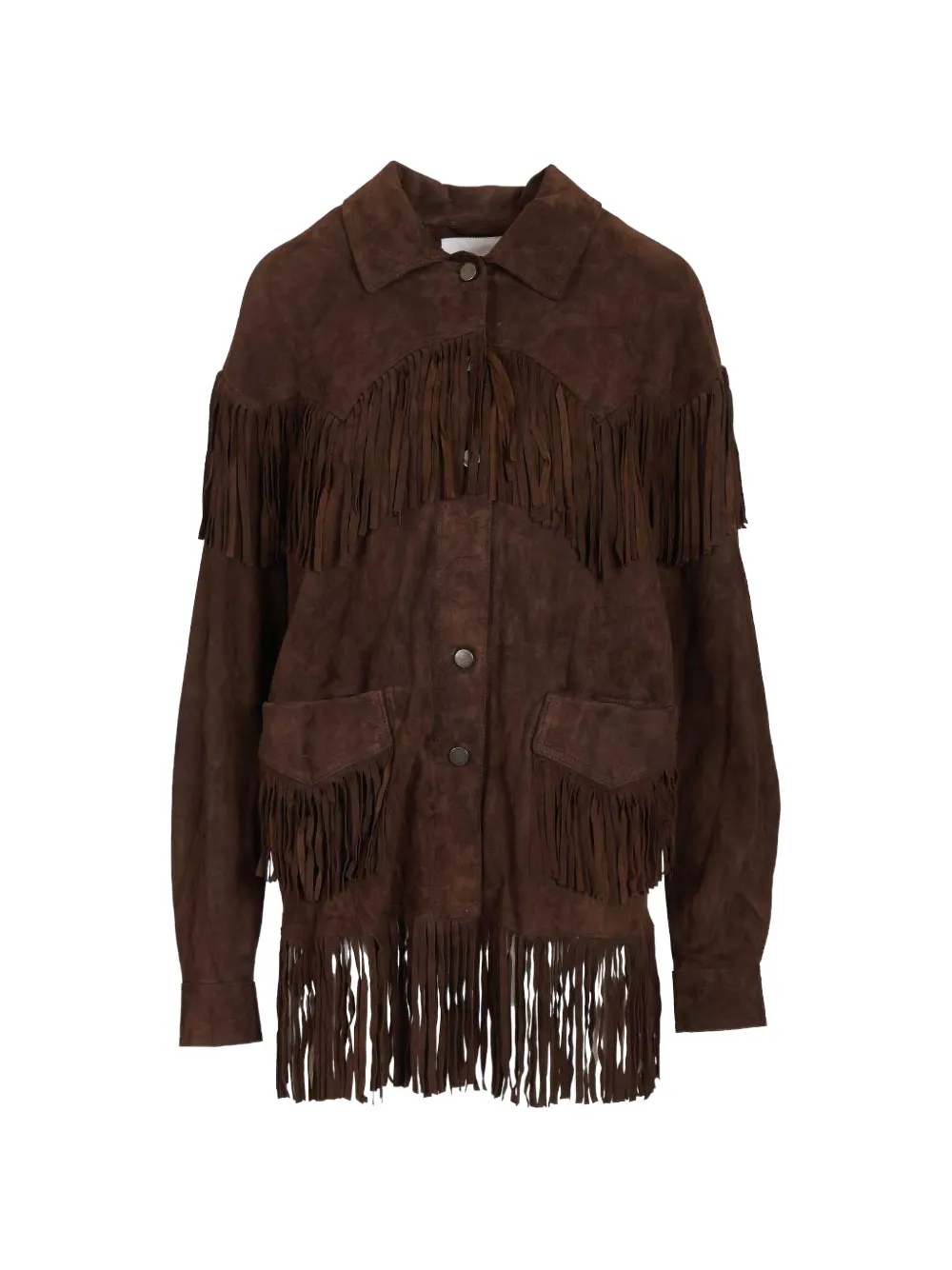 blusotto fringed suede overshirt - Marrone