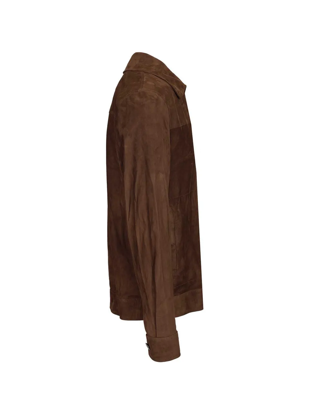  Blusotto Button Suede Overshirt - Brown 