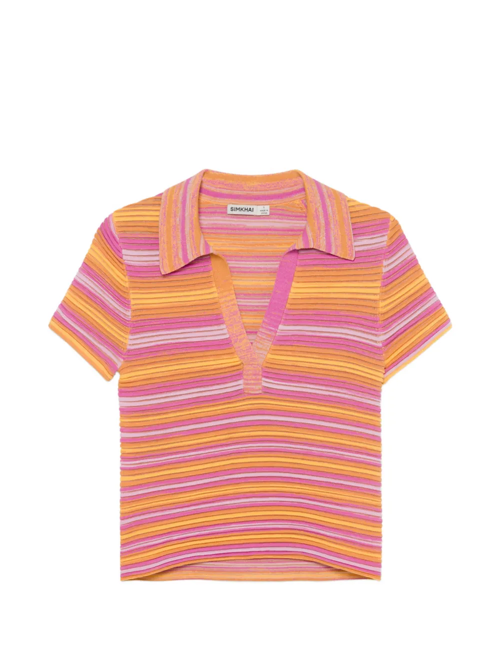 Simkhai knitted striped polo top - Orange