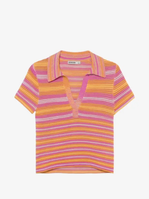 SIMKHAI  playera tipo polo tejida con motivo de rayas