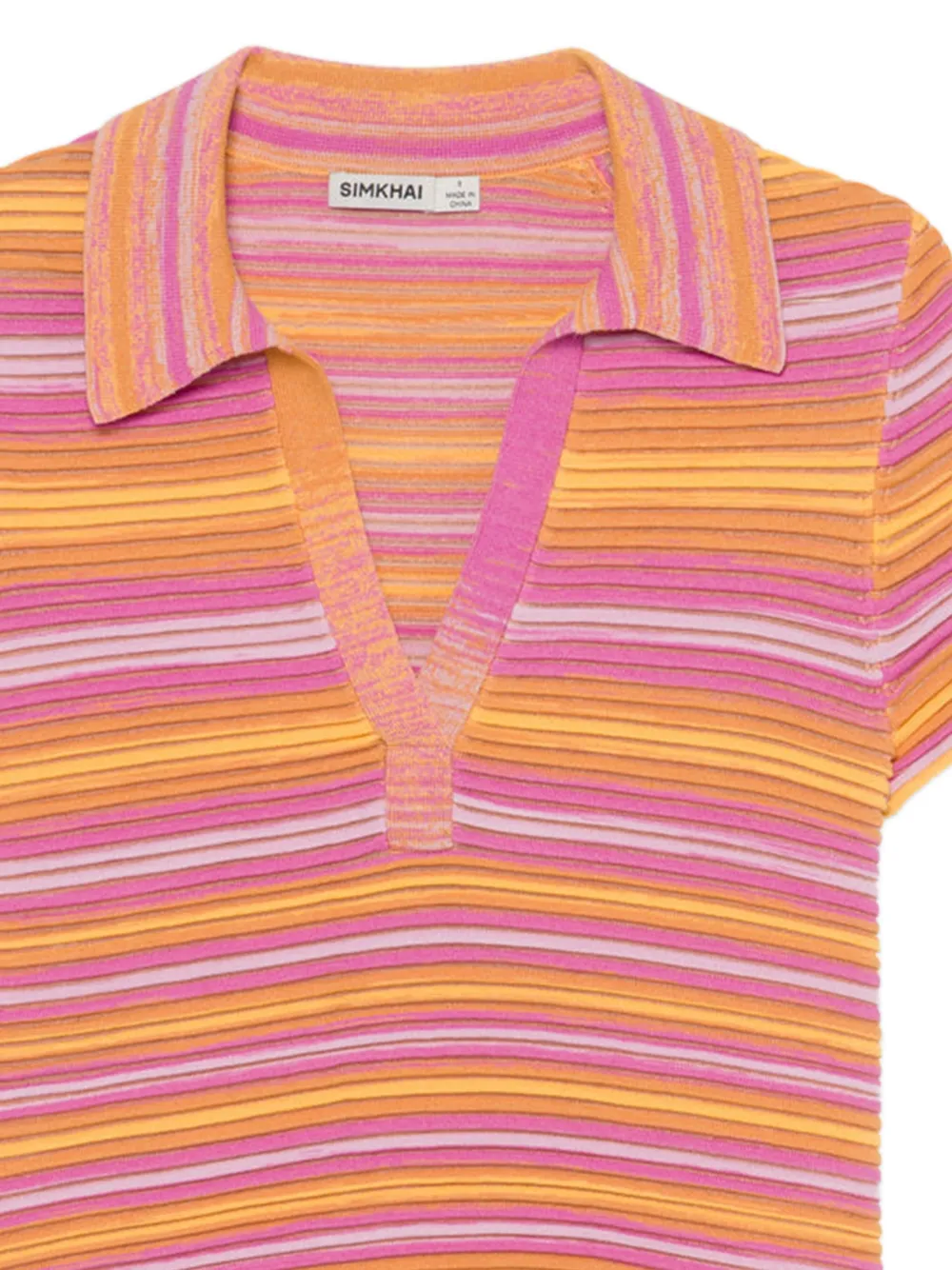  Simkhai Polo De Punto A Rayas - Naranja 