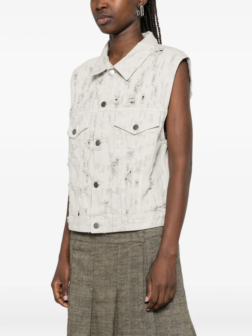 Haikure Ryder Bull Destroy denim gilet Grijs