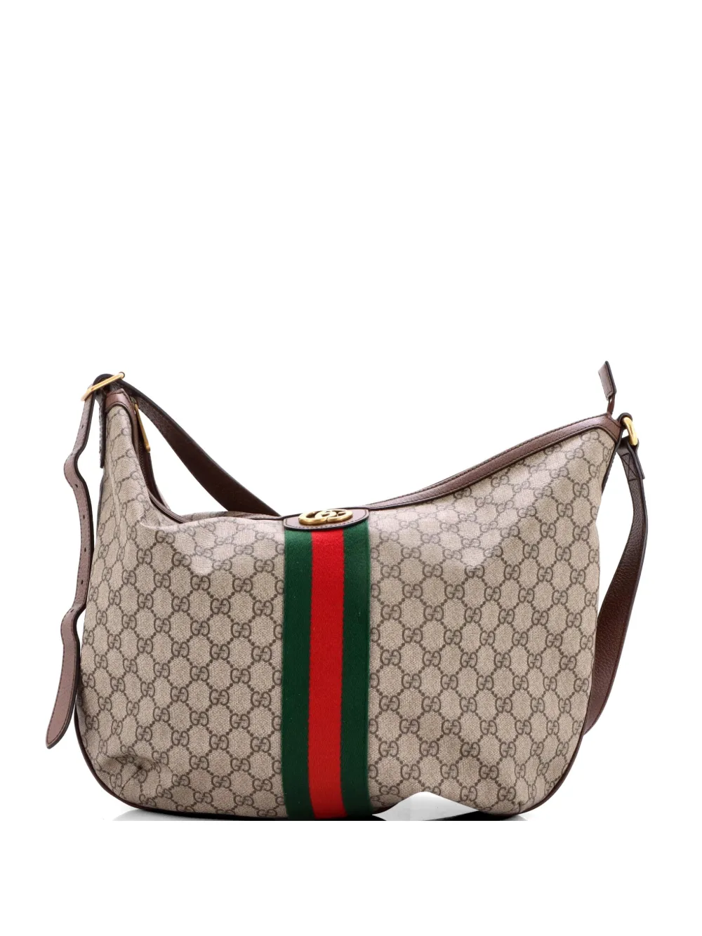 Gucci Pre-Owned Ophidia Half Moon GG Coated Canvas Large hobo bag - Marrone