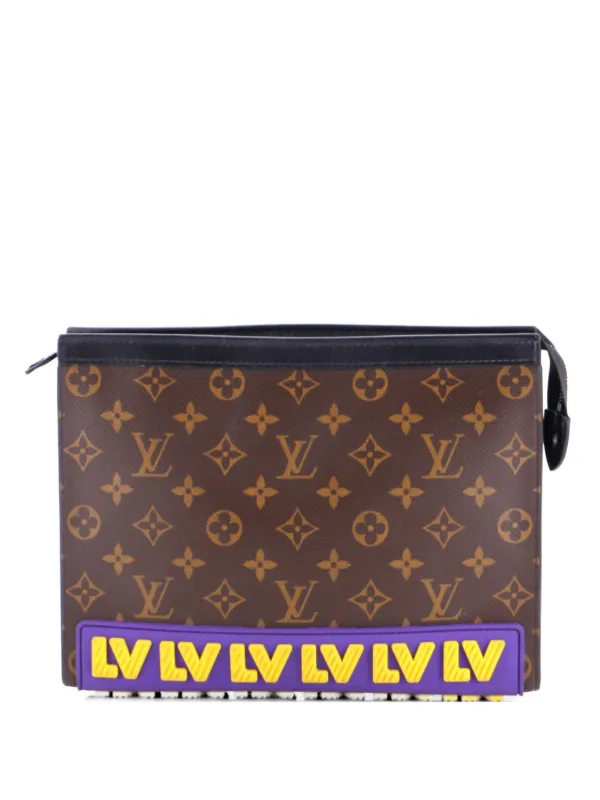 Louis Vuitton Pre-owned Pochette Voyage Limited Edition LV Rubber Monogram Canvas MM Clutch Bag in Brown
