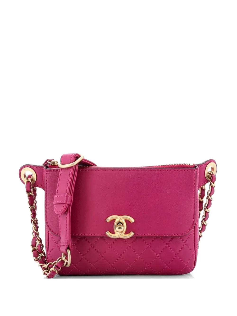 CHANEL Pre-Owned Multi Pouching Flap Waist Bag with Coin Purse Quilted Calfskin with Tweed belt bag - Rosa