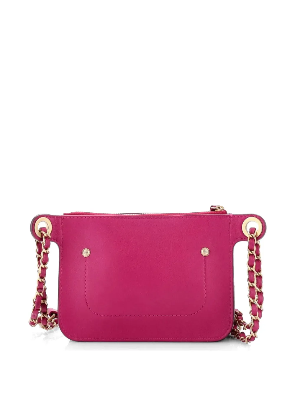  Chanel Pre-owned Multi Pouching Flap Waist Bag With Coin Purse Quilted Calfskin With Tweed Belt Bag - Pink 