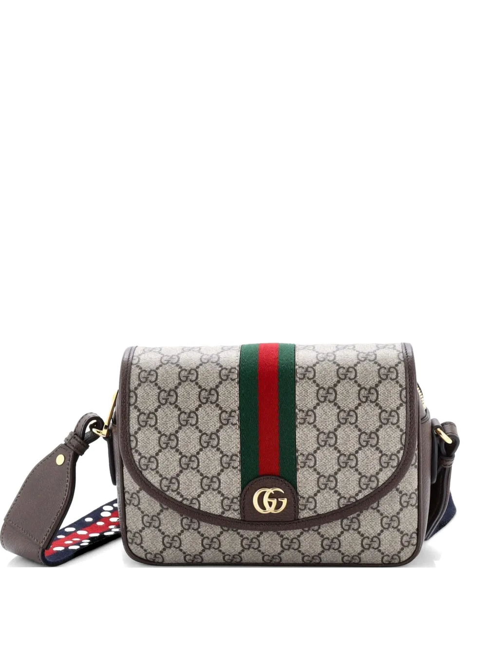 Gucci Pre-Owned Ophidia Flap Shoulder Bag GG Coated Canvas with Leather Small crossbody bag - Marrone