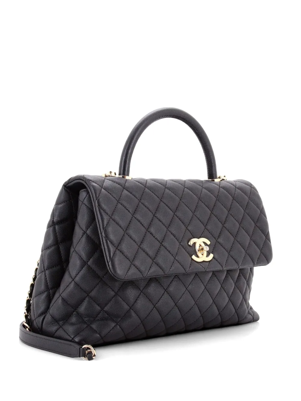 CHANEL Pre-Owned Coco Top Handle Bag Quilted Caviar Medium satchel - Schwarz