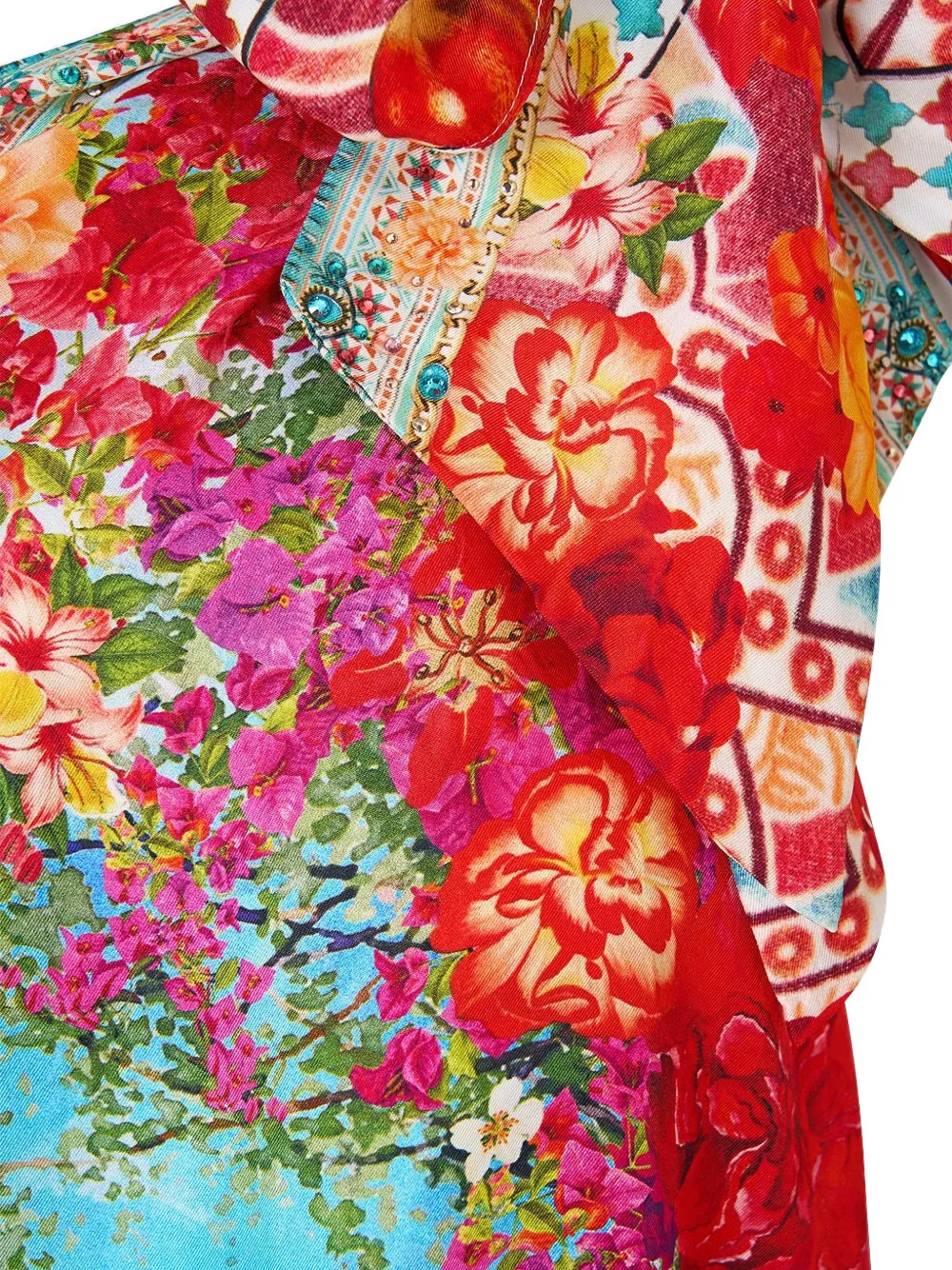 Camilla Meet Me in Mallorca mini-jurk met gestrikte schouders en ruches Rood