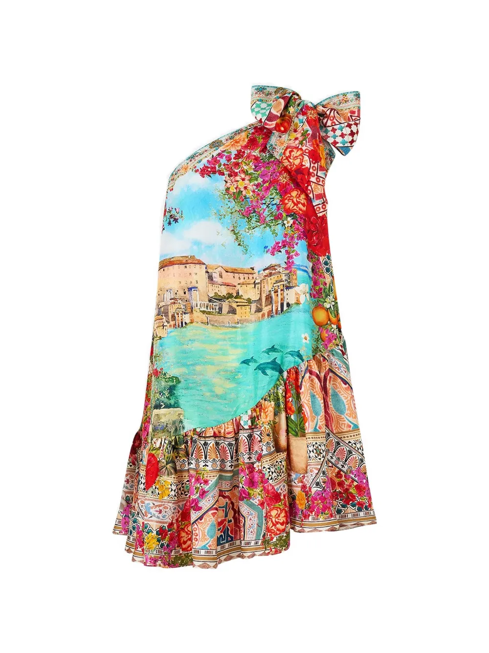 Camilla Gerüschtes Meet Me in Mallorca Minikleid mit Schleifenverschluss - Rot