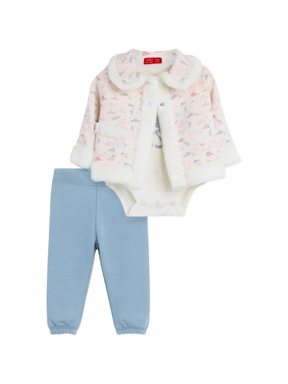 mininio abstract-print trousers (set of three) - Blu