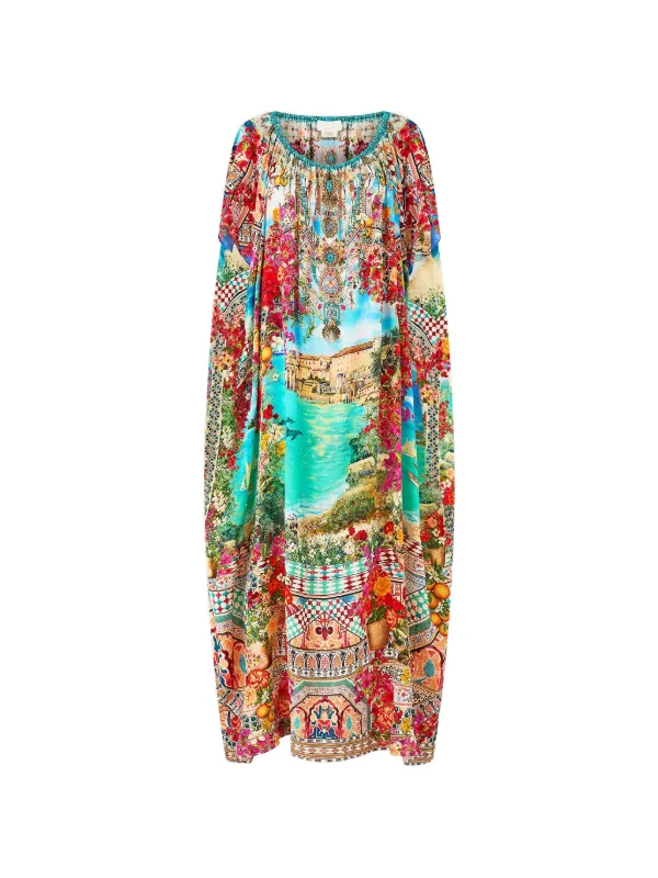 Camilla Off-shoulder Kaftan in Blue