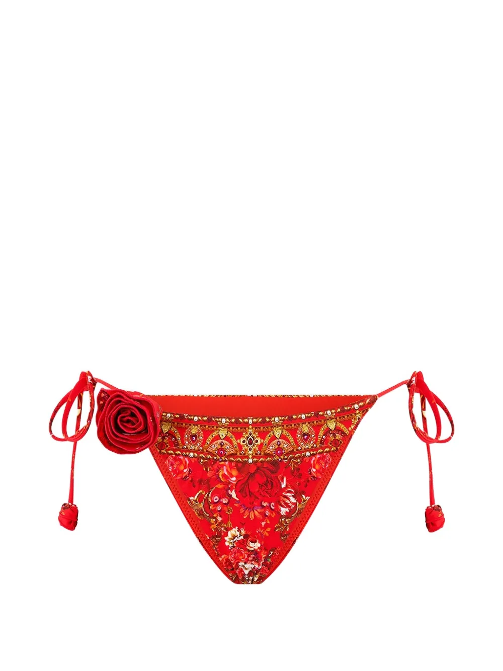 Camilla flower-detail bikini bottoms - Rosso