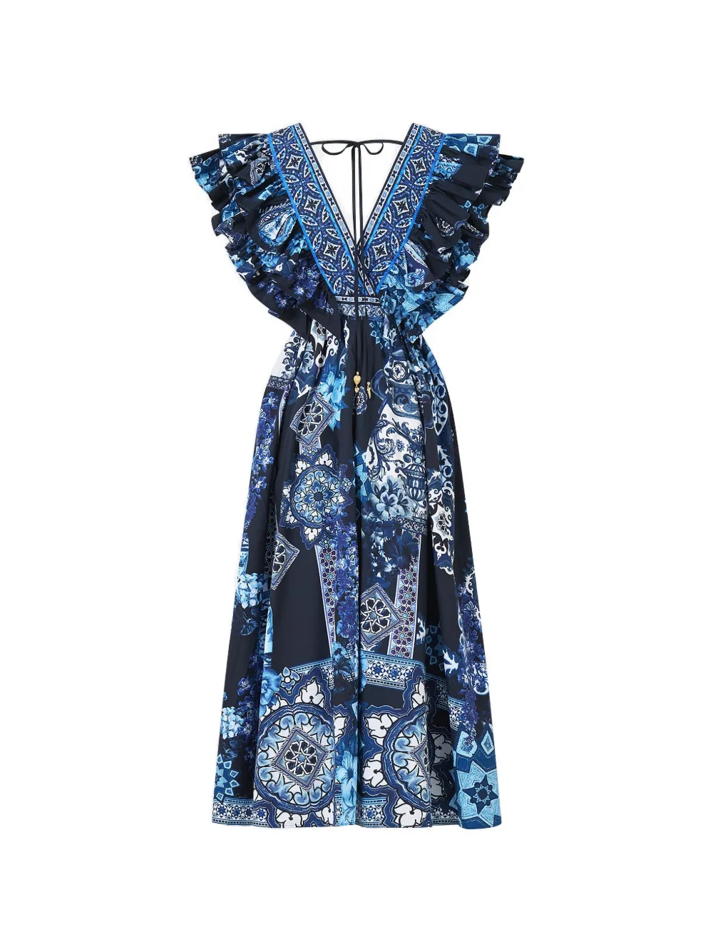 Camilla A Tiled Wonderland ruffled midi dress - Blu