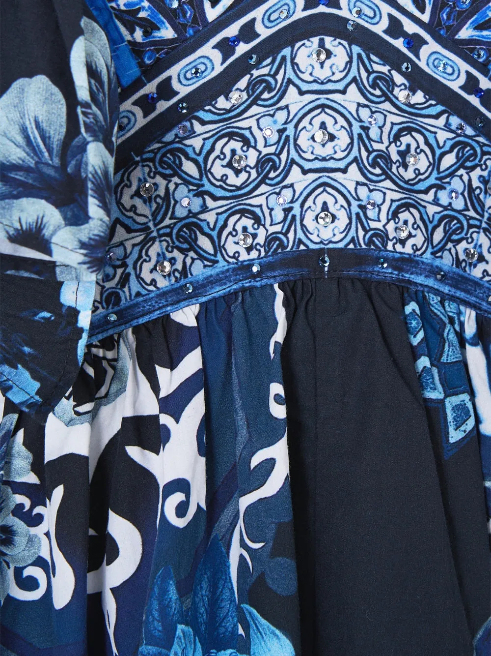 Camilla A Tiled Wonderland midi-jurk met ruches Blauw