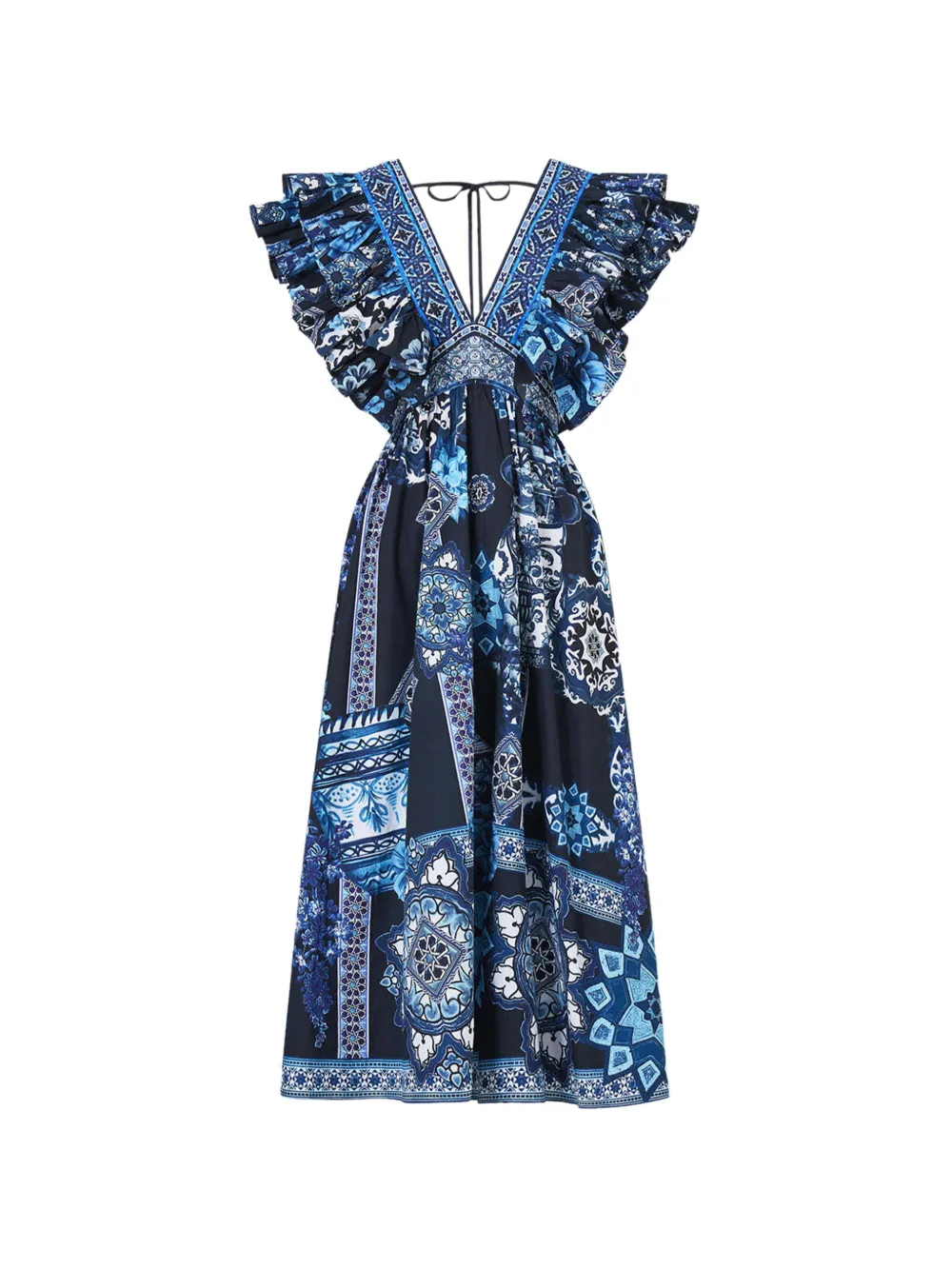 Camilla A Tiled Wonderland ruffled midi dress - Blu
