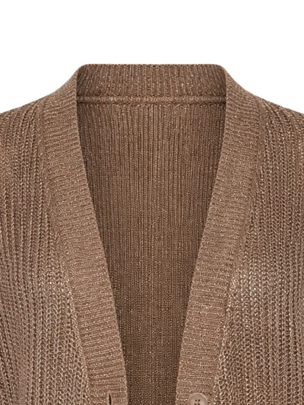  Kinross Cashmere Open Texture Cardigan - Brown 