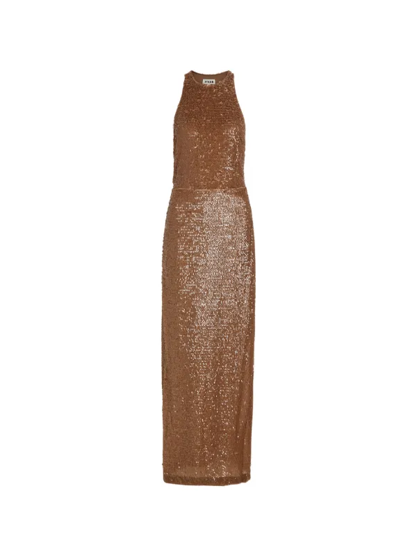 sparkly brown maxi dress Brown Sequin Dress - Sequin Mermaid Maxi Dress - Lace-Up Dress