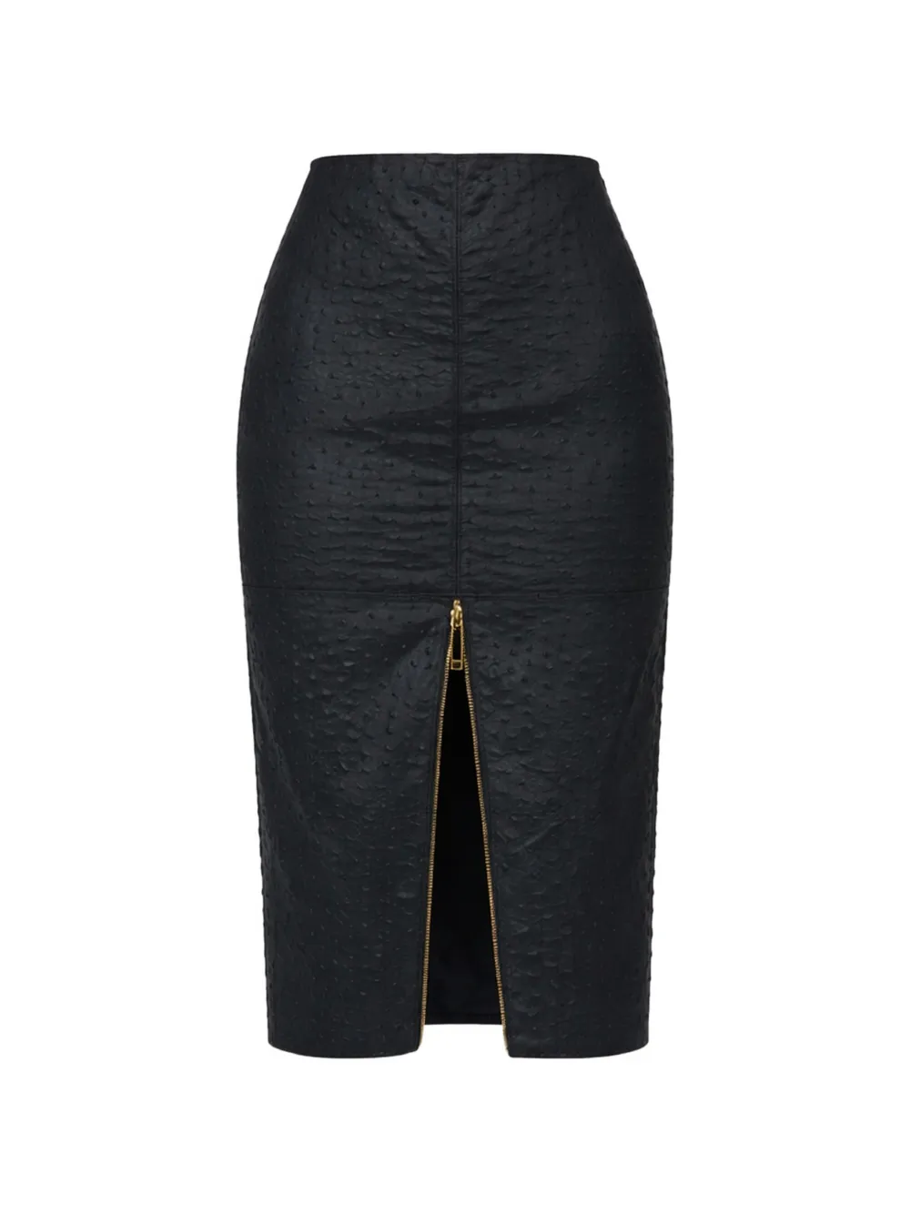 Elisabetta Franchi high-waist ostrich print midi skirt - Nero