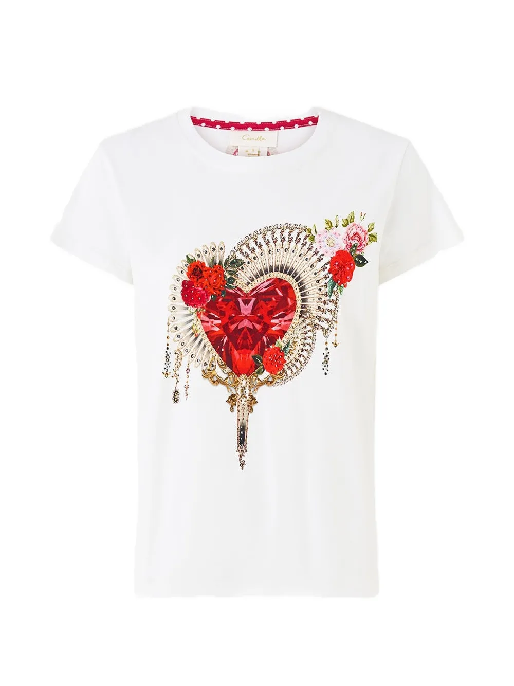 Camilla Schmales T-Shirt mit rundem Ausschnitt - Weiß