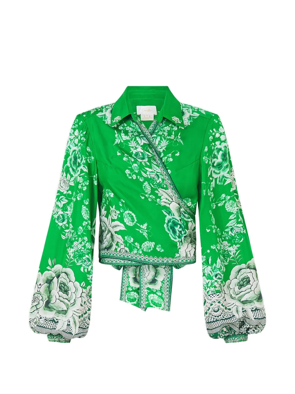 Camilla cropped wrap blouse - Verde