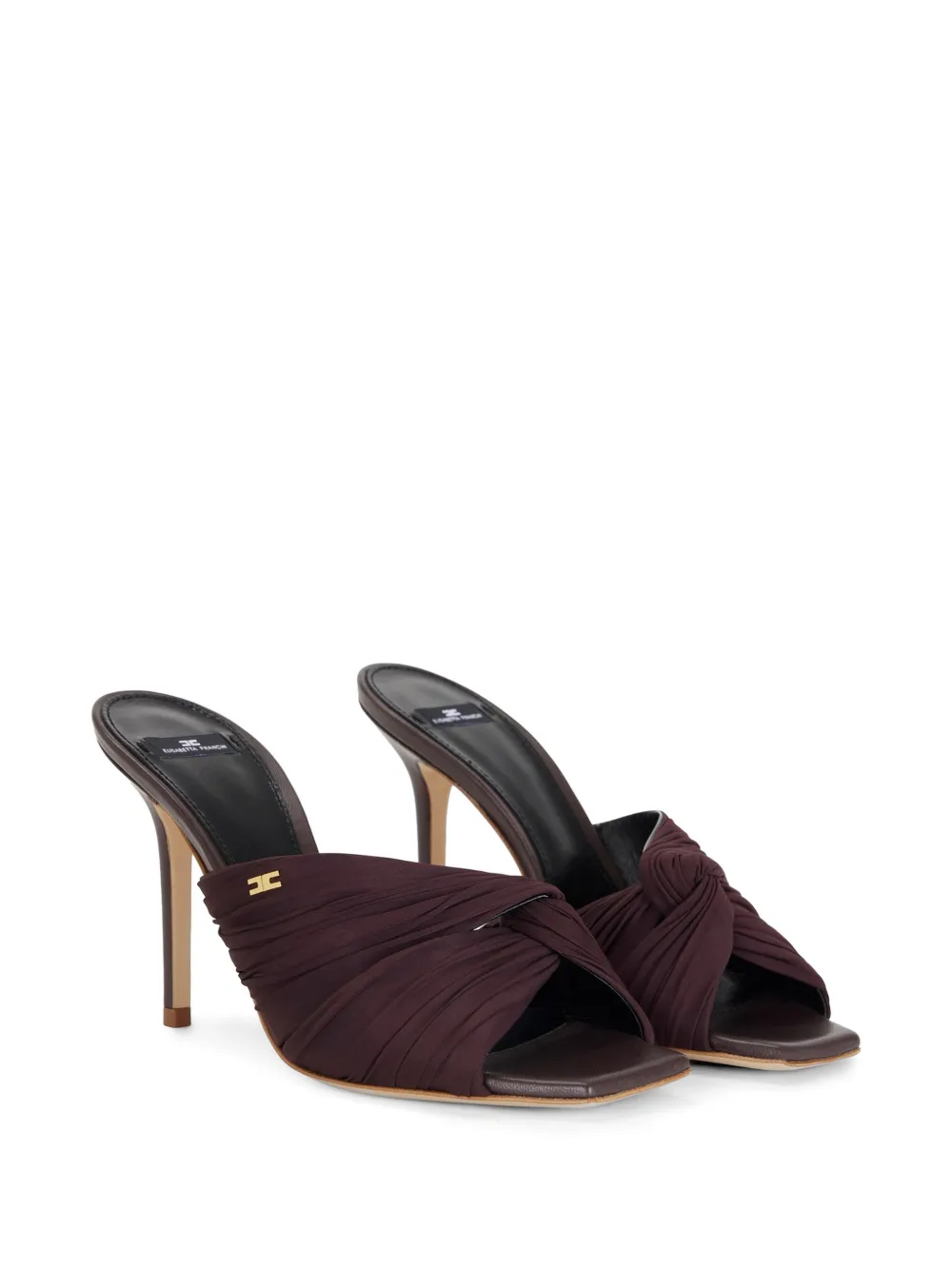 Elisabetta Franchi Crossed gedrapeerde sandalen Bruin