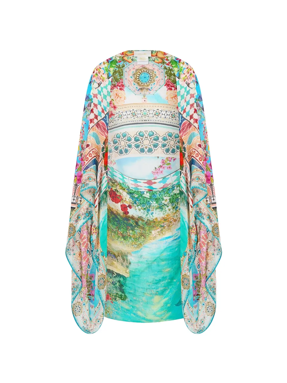 Camilla Chiffon floral-print silk shrug - Blu