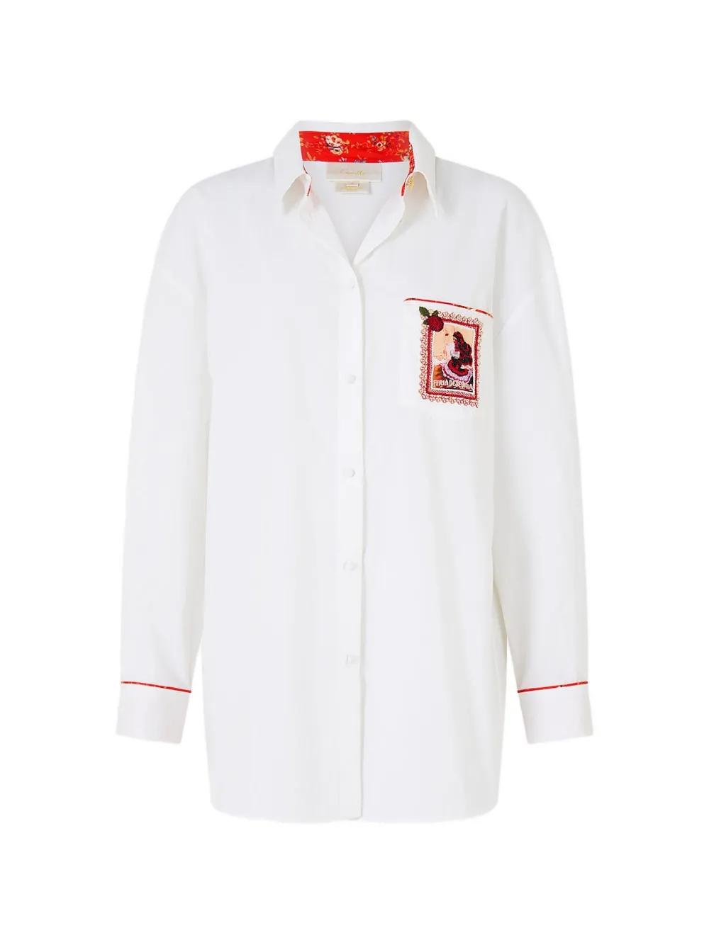 Camilla long-sleeves chest-pocket shirt - Bianco