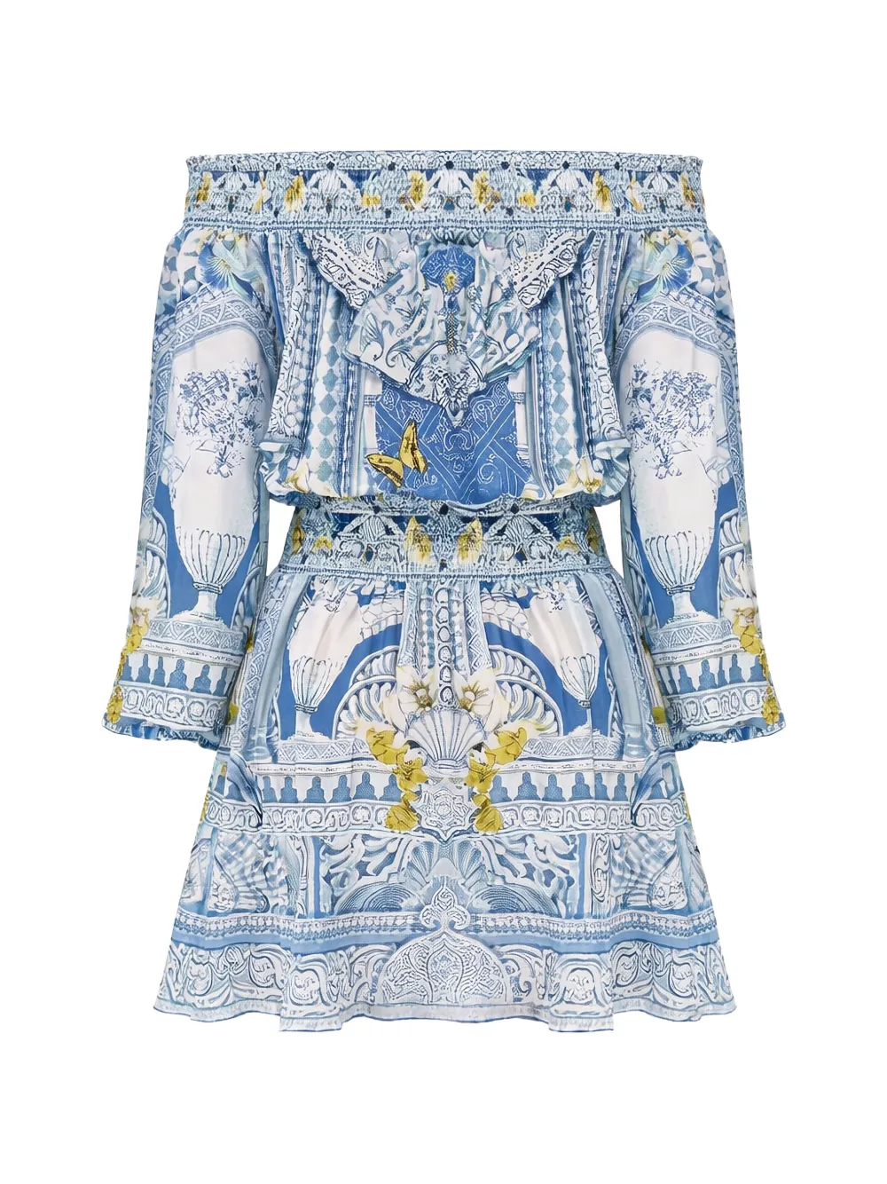 Camilla De Nada Granada off-shoulder mini-jurk met ruches Blauw