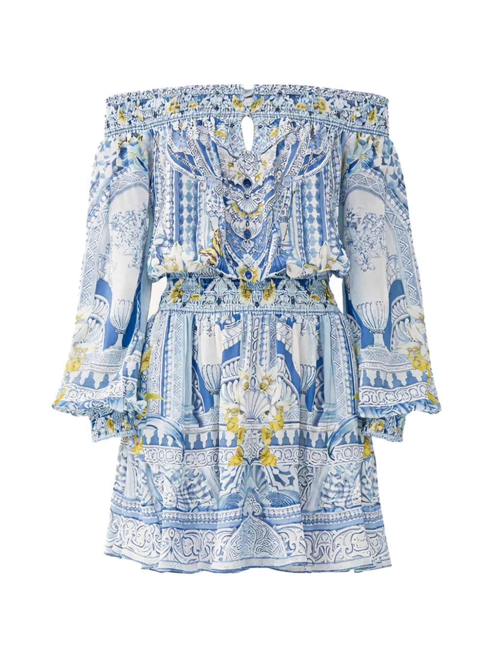 Camilla De Nada Granada off-shoulder ruffled mini dress - Blu