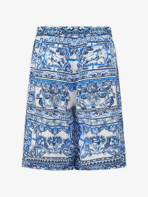 Camilla elastic waist tiled print shorts