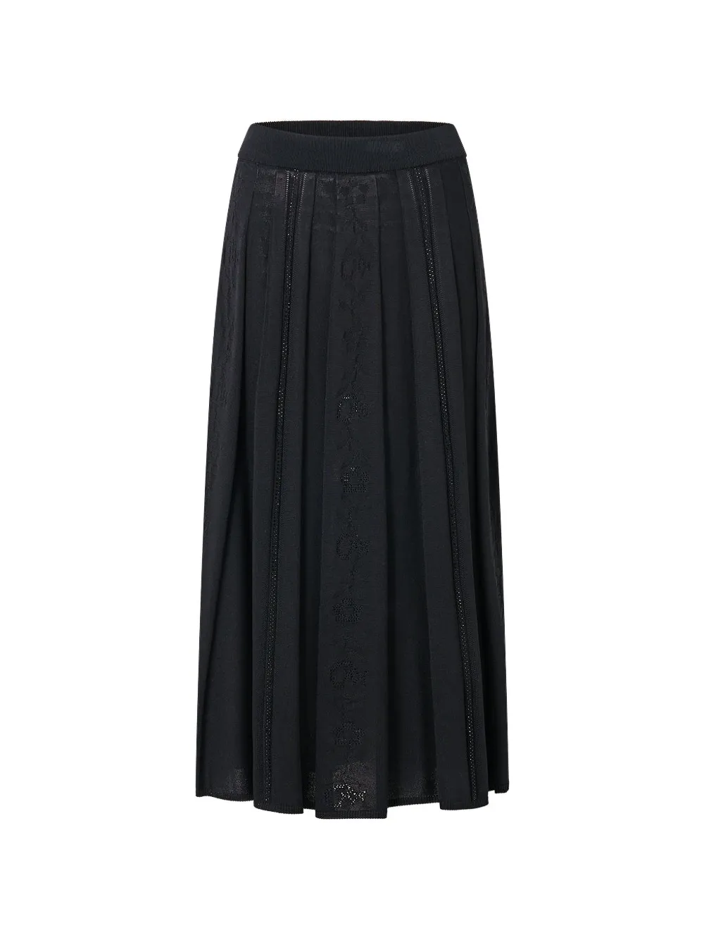 Camilla pleated knit midi skirt - Nero