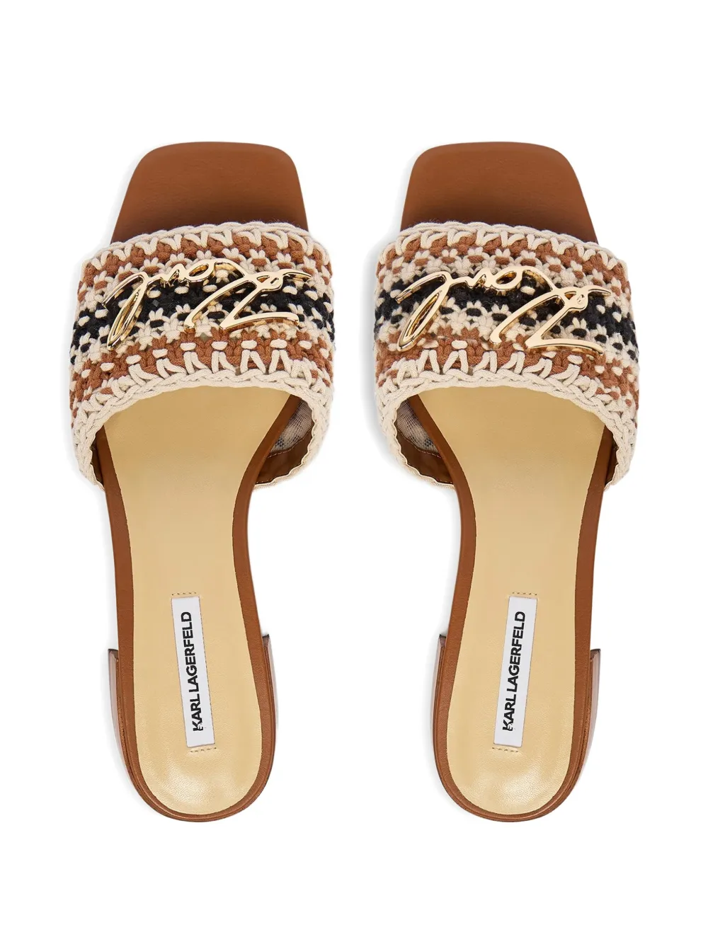 Karl Lagerfeld Petalo II gehaakte slippers Beige