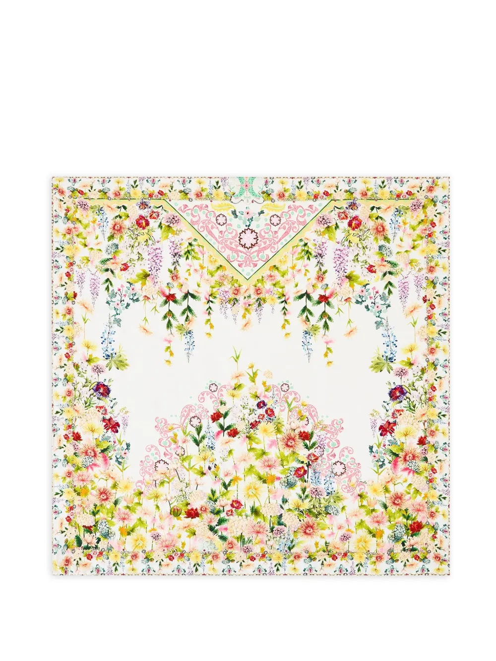 Camilla Crystalled floral pocket square - Bianco