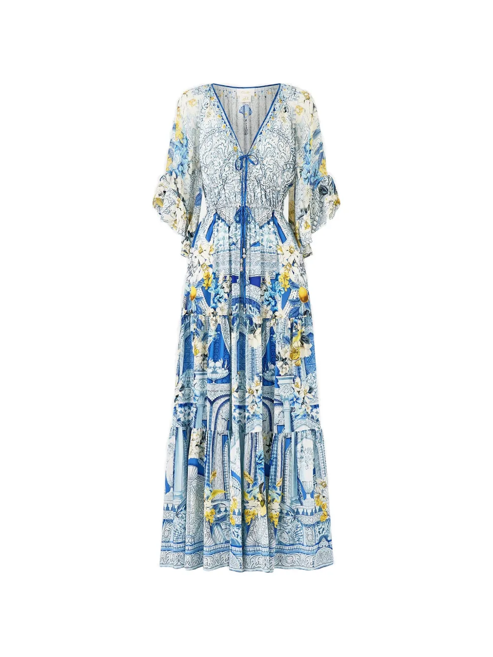 Camilla Abito lungo con ruches - Blu