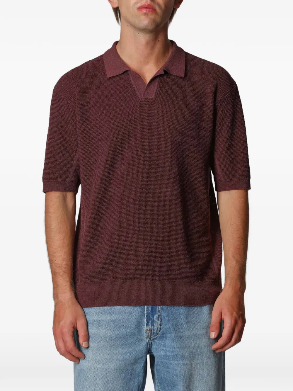 Roberto Collina waffle-knit polo shirt - Rot